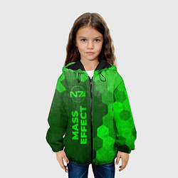Куртка с капюшоном детская Mass Effect - green gradient по-вертикали, цвет: 3D-черный — фото 2