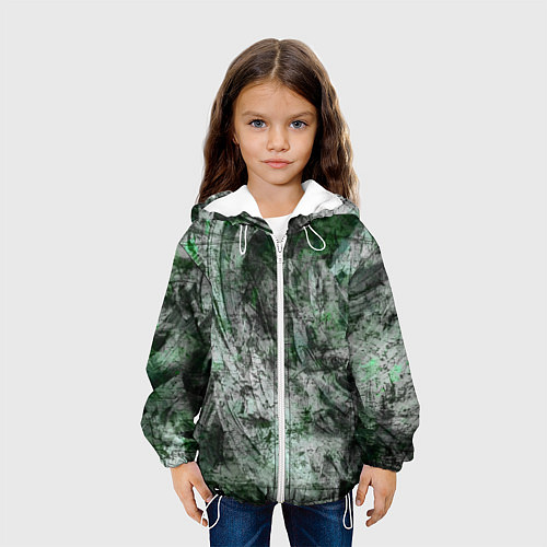 Детская куртка Абстракция - grey emerald rock / 3D-Белый – фото 3