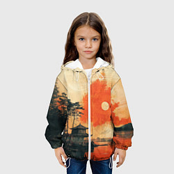 Куртка с капюшоном детская Рыбацкий дом на закате, цвет: 3D-белый — фото 2