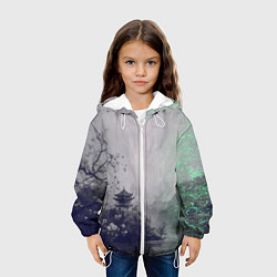 Куртка с капюшоном детская Рыбацкий домик на берегу озера, цвет: 3D-белый — фото 2