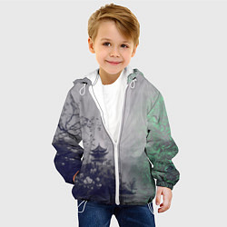 Куртка с капюшоном детская Рыбацкий домик на берегу озера, цвет: 3D-белый — фото 2