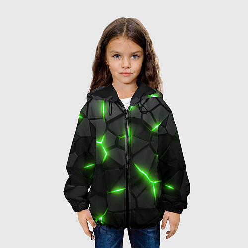 Детская куртка Зеленая неоновая броня / 3D-Черный – фото 3