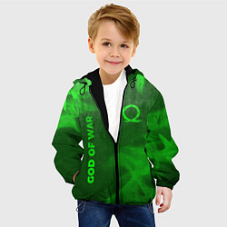Куртка с капюшоном детская God of War - green gradient вертикально, цвет: 3D-черный — фото 2