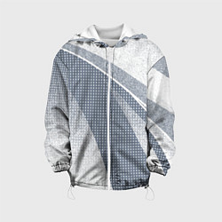 Куртка с капюшоном детская Светлый серо-голубой текстурированный с полосой, цвет: 3D-белый