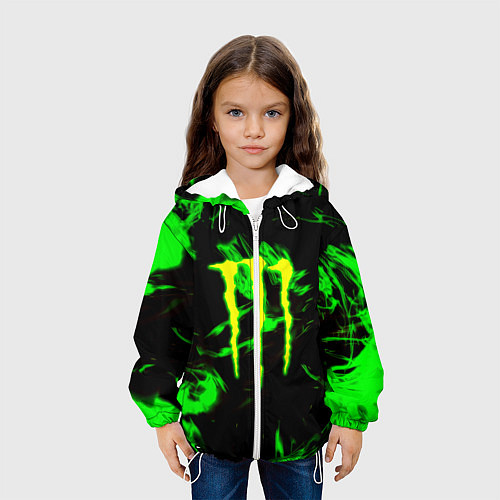 Детская куртка Monster energy кислотное лого огонь / 3D-Белый – фото 3