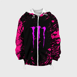 Куртка с капюшоном детская Monster energy неоновые краски лого, цвет: 3D-белый