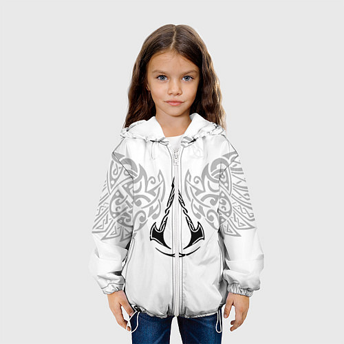 Детская куртка Ассасин Крид - узор ворон / 3D-Белый – фото 3