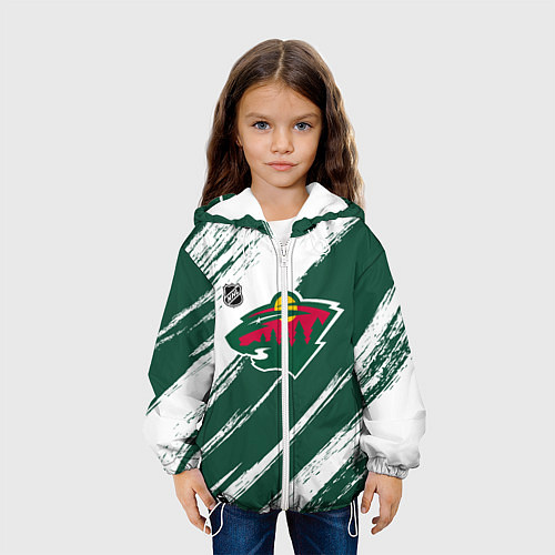 Детская куртка Миннесота Уайлд - зеленый и белый / 3D-Белый – фото 3