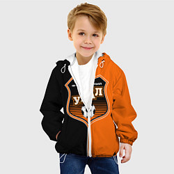 Куртка с капюшоном детская ФК Урал - оранжево черные, цвет: 3D-белый — фото 2
