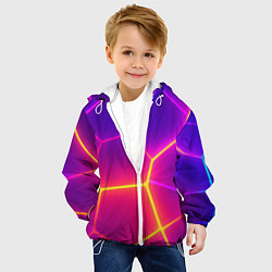 Куртка с капюшоном детская Синие плиты с фиолетовым свечением, цвет: 3D-белый — фото 2