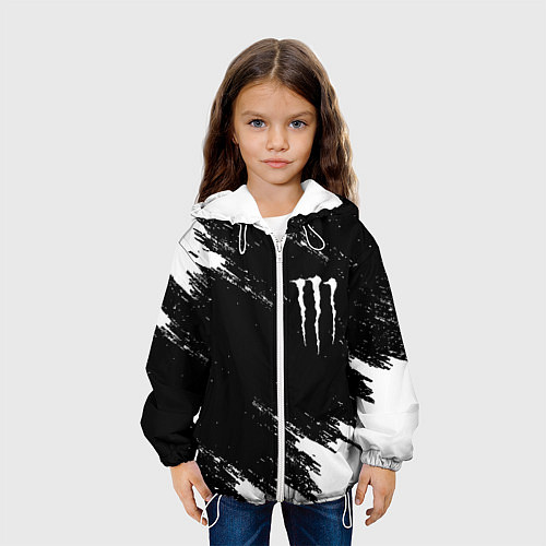 Детская куртка Monster energy краски штрихи белые / 3D-Белый – фото 3