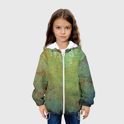 Детская куртка Абстракция - green oil stain / 3D-Белый – фото 3