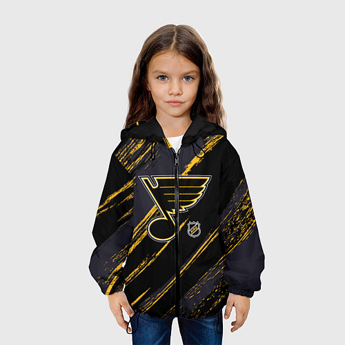 Детская куртка Сент Луис Блюз - агрессивная текстура / 3D-Черный – фото 3