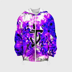 Куртка с капюшоном детская Doom неоновый огонь лого, цвет: 3D-белый