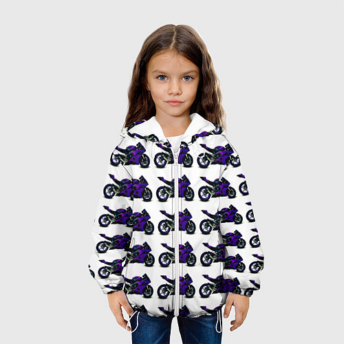 Детская куртка Motorcycle purple gloss / 3D-Белый – фото 3