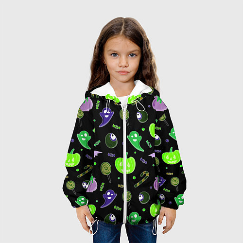 Детская куртка Halloween black pumpkin pattern / 3D-Белый – фото 3