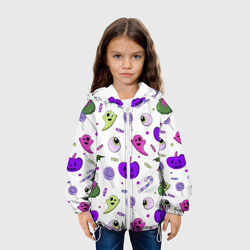 Детская куртка Halloween purple pumpkin pattern / 3D-Белый – фото 3