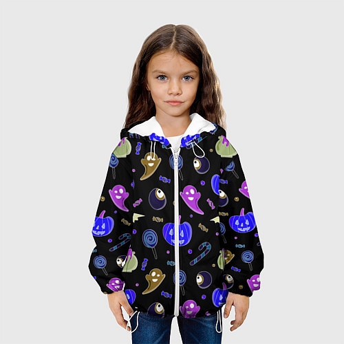 Детская куртка Halloween blue black pumpkin / 3D-Белый – фото 3
