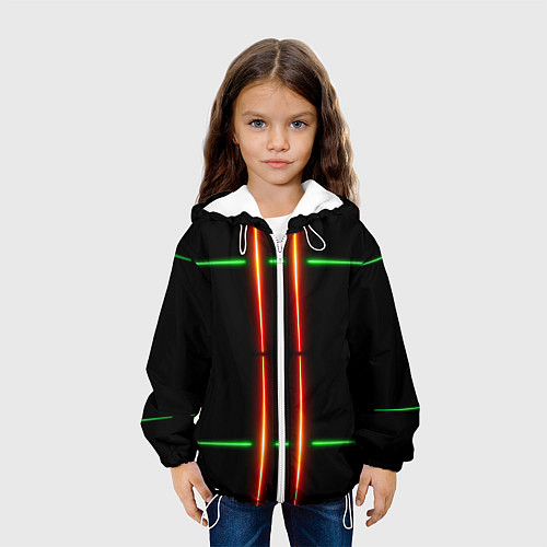 Детская куртка Neon green black red line / 3D-Белый – фото 3