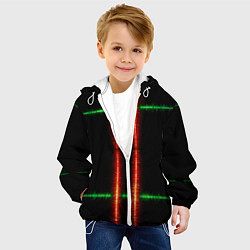 Куртка с капюшоном детская Color black green red lines, цвет: 3D-белый — фото 2