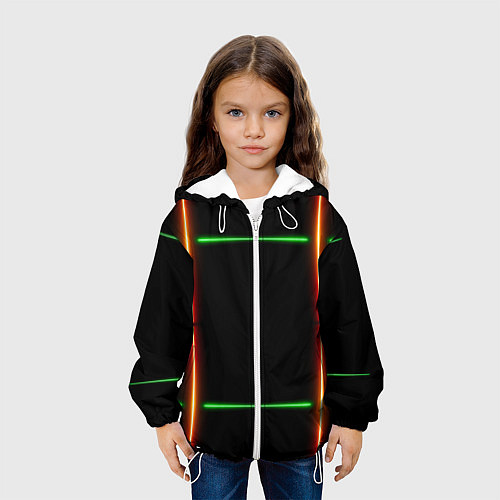 Детская куртка Color black green orange lines / 3D-Белый – фото 3