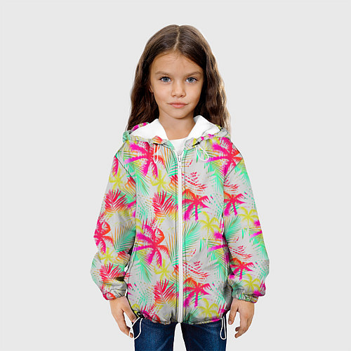 Детская куртка Palm yellow pink / 3D-Белый – фото 3