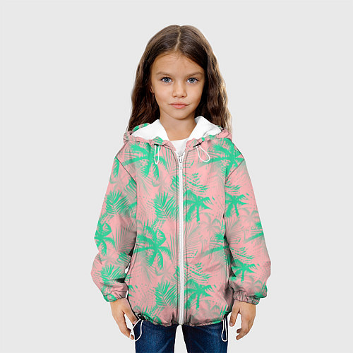 Детская куртка Palm turquoise pink / 3D-Белый – фото 3