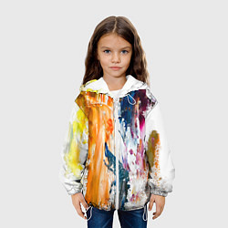 Куртка с капюшоном детская Разноцветные мазки кисти на палитре художника, цвет: 3D-белый — фото 2