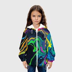 Куртка с капюшоном детская Разводы и переливы разноцветной краски, цвет: 3D-белый — фото 2