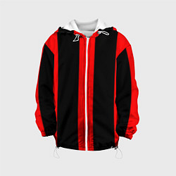 Куртка с капюшоном детская Color black red lines, цвет: 3D-белый