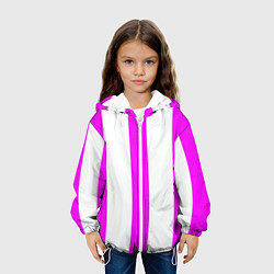 Куртка с капюшоном детская Color white pink lines, цвет: 3D-белый — фото 2