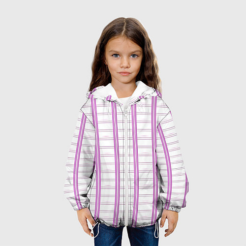 Детская куртка Color white cage pink line / 3D-Белый – фото 3