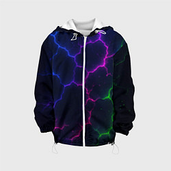 Куртка с капюшоном детская Неоновый разлом, цвет: 3D-белый