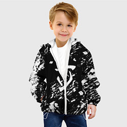 Куртка с капюшоном детская Doom белые краски штрихи, цвет: 3D-белый — фото 2