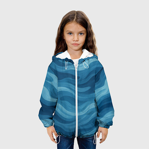 Детская куртка Камуфляжные синие волны / 3D-Белый – фото 3