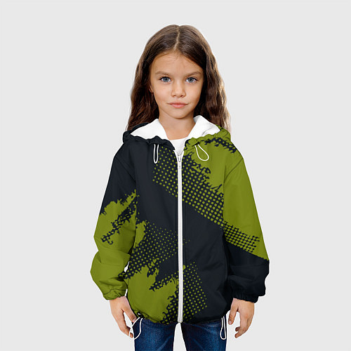 Детская куртка Абстрактная текстура в зеленом / 3D-Белый – фото 3