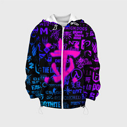 Куртка с капюшоном детская Doom логотипы игр неон, цвет: 3D-белый