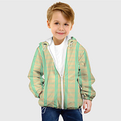 Куртка с капюшоном детская Color beige cage blue stripes, цвет: 3D-белый — фото 2
