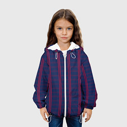 Куртка с капюшоном детская Color blue cage pink stripes, цвет: 3D-белый — фото 2