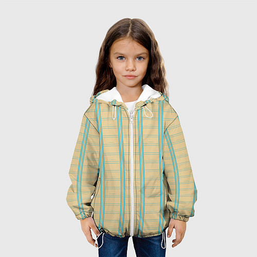 Детская куртка Color beige cage light blue stripes / 3D-Белый – фото 3
