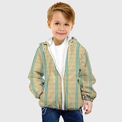 Куртка с капюшоном детская Color beige cage light blue stripes, цвет: 3D-белый — фото 2