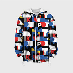 Куртка с капюшоном детская Геометрия букв, цвет: 3D-белый