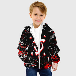 Куртка с капюшоном детская Doom краски штрихи, цвет: 3D-белый — фото 2