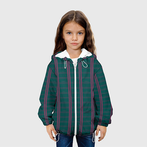 Детская куртка Color dark cage pink stripes / 3D-Белый – фото 3