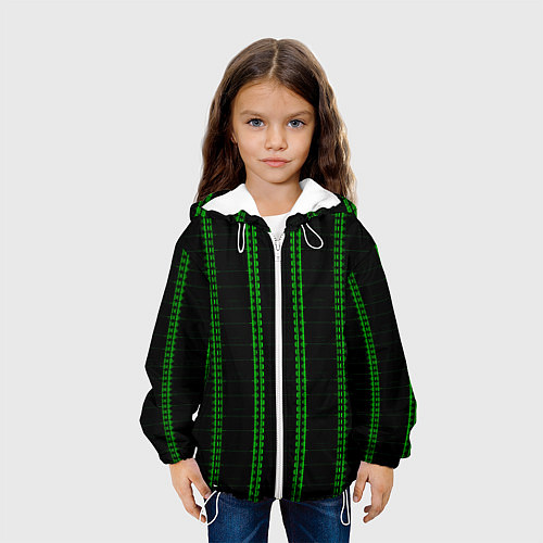 Детская куртка Color black cage green stripes / 3D-Белый – фото 3