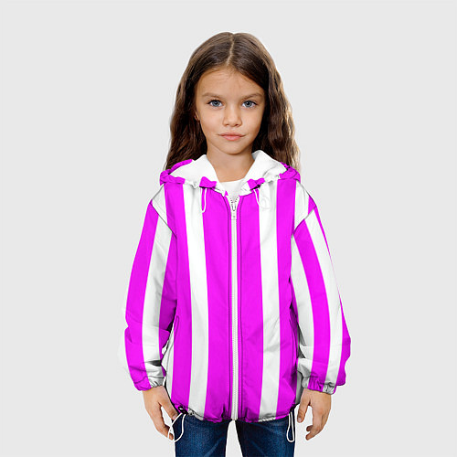 Детская куртка Color white pink stripes / 3D-Белый – фото 3
