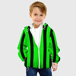 Куртка с капюшоном детская Color black and green stripes, цвет: 3D-белый — фото 2