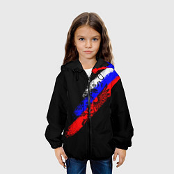 Куртка с капюшоном детская Герб на фоне цветов флага на чёрном фоне, цвет: 3D-черный — фото 2