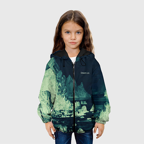 Детская куртка Dream on стилизованный скалистый берег / 3D-Черный – фото 3