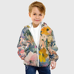 Куртка с капюшоном детская Цветы цветочки, цвет: 3D-белый — фото 2